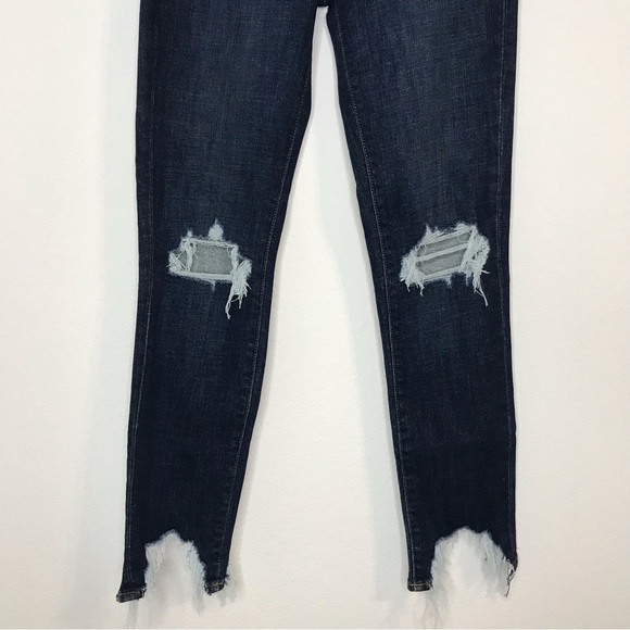 New! L'AGENCE Distressed High Line Jean Skinny Classic Dark Raw Hem Jeans - Picture 6 of 9